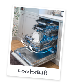 Diskmaskin med ComfortLift ComfortLift - en populär funktion som gör det bekvämt att fylla och tömma disken