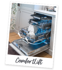 Diskmaskin med ComfortLift ComfortLift - en populär funktion som gör det bekvämt att fylla och tömma disken